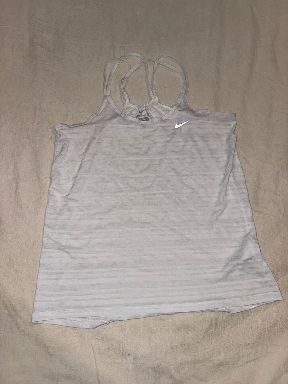 Nike Dri-FIT White Strappy Workout Tank Top Size XS